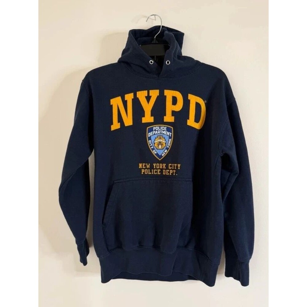 NYPD New York City Police Department Hoodie Adult Small Navy Blue Pullover